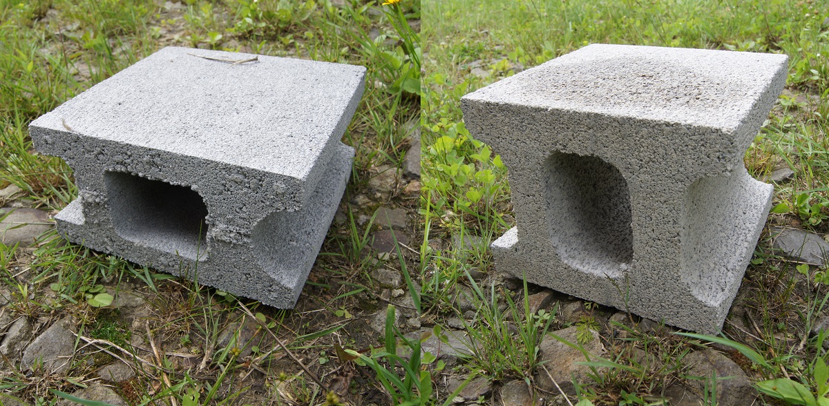 重量ブロックには高さが10～15cm、半分に切られた半切り（19×19cm）小さなブロックがあります。